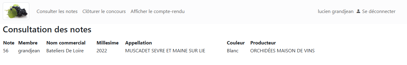Consultation des notes